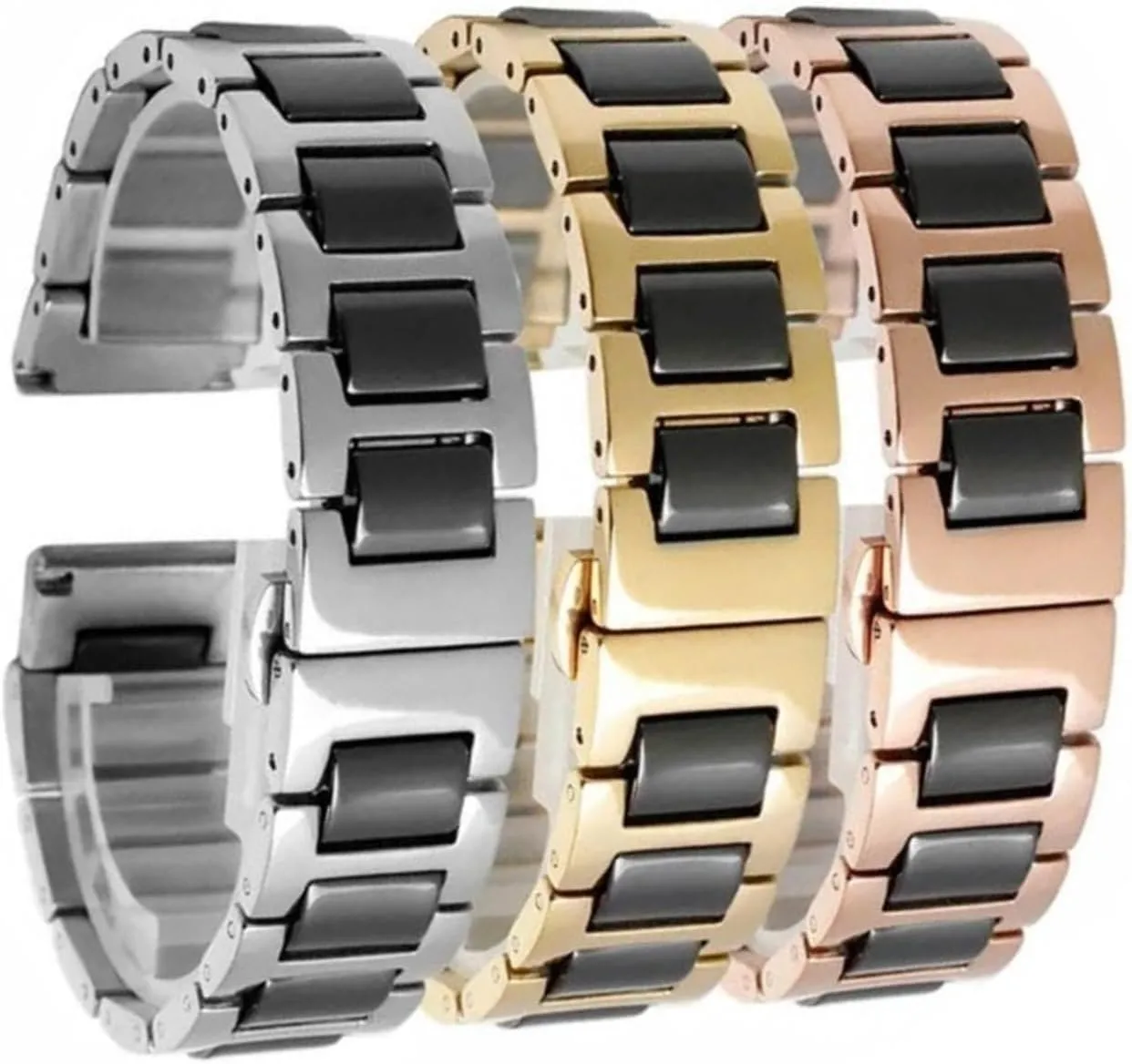 Stainless Steel Ceramic Watch Strap 18mm 20mm Replacement Wristband for Men Women Universal Fashion Quick Release Bracelet