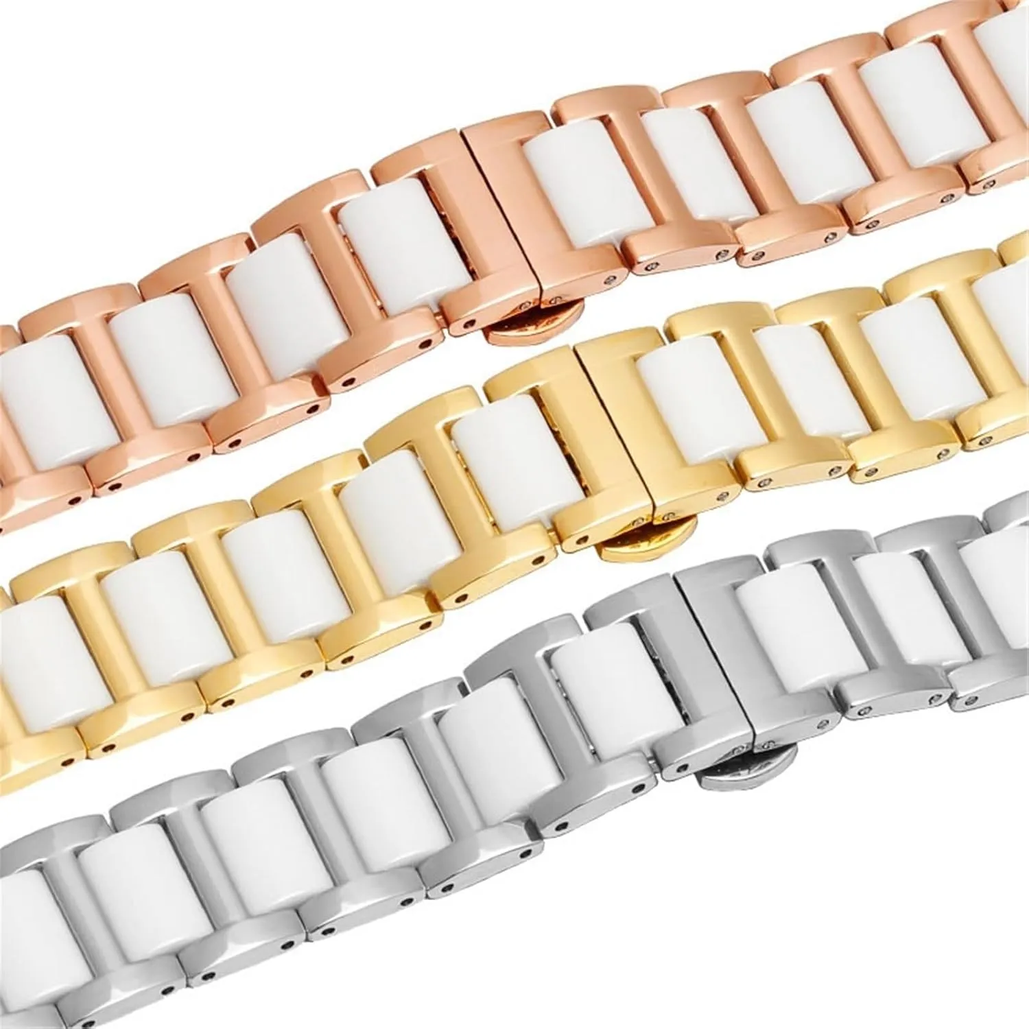 Stainless Steel Ceramic Watch Strap 18mm 20mm Replacement Wristband for Men Women Universal Fashion Quick Release Bracelet