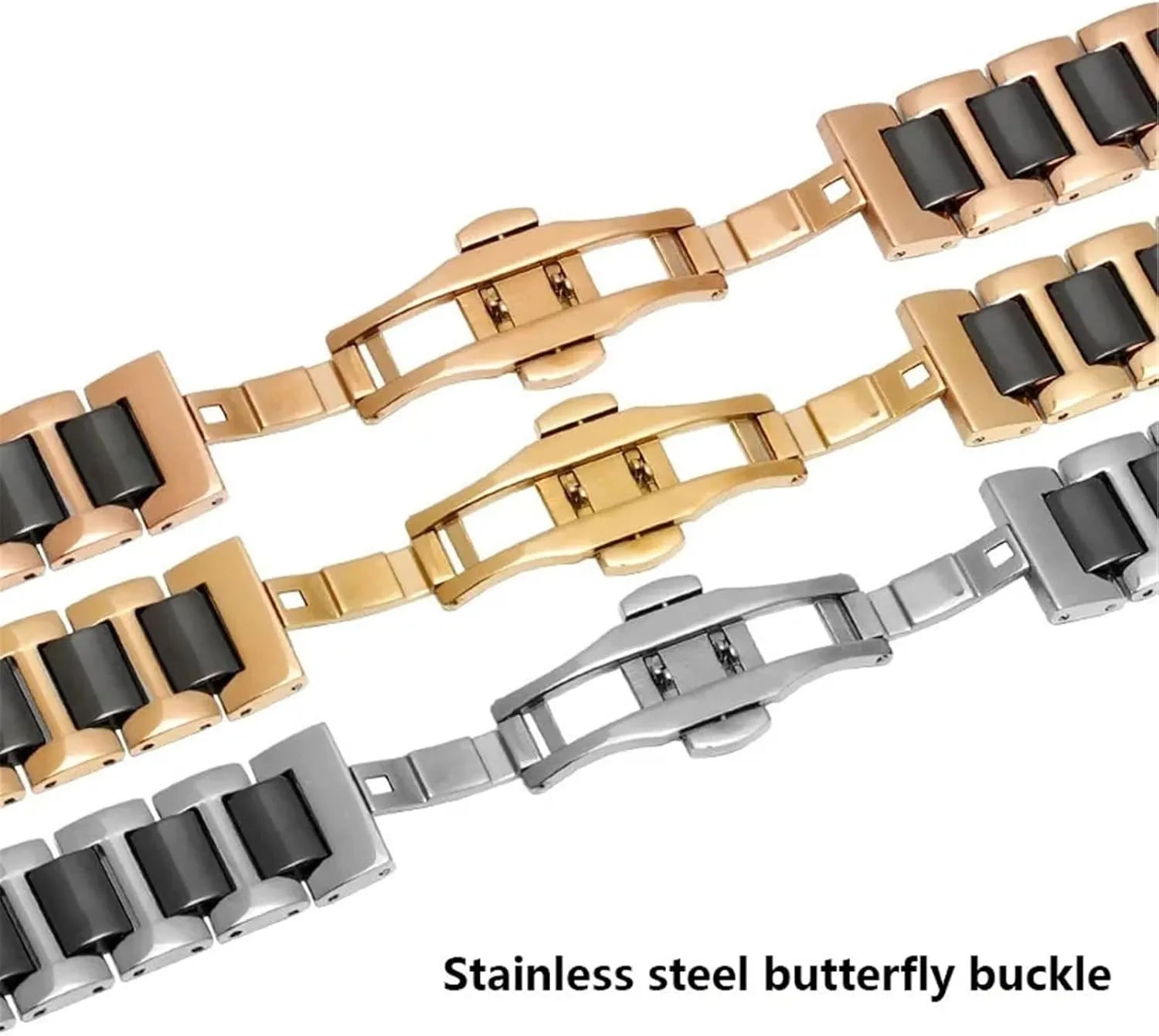 Stainless Steel Ceramic Watch Strap 18mm 20mm Replacement Wristband for Men Women Universal Fashion Quick Release Bracelet