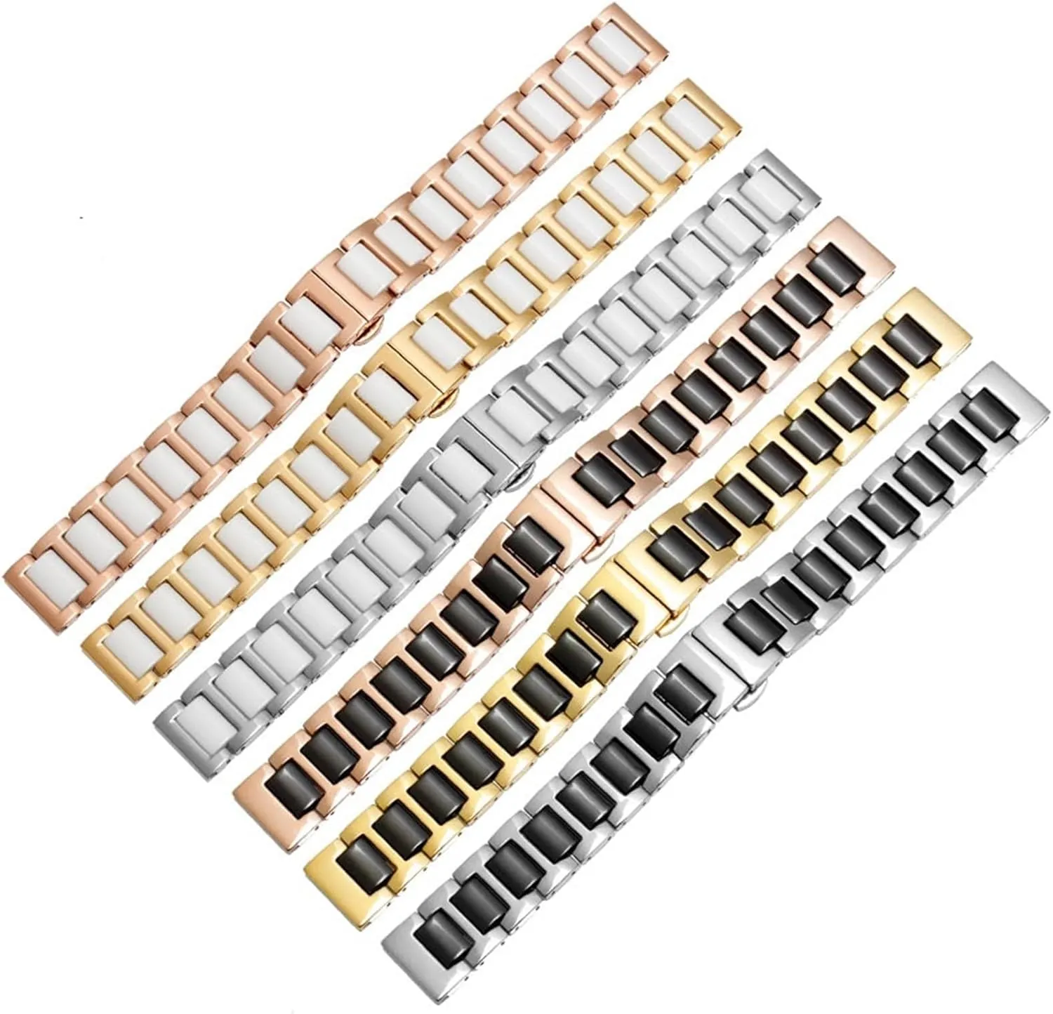 Stainless Steel Ceramic Watch Strap 18mm 20mm Replacement Wristband for Men Women Universal Fashion Quick Release Bracelet