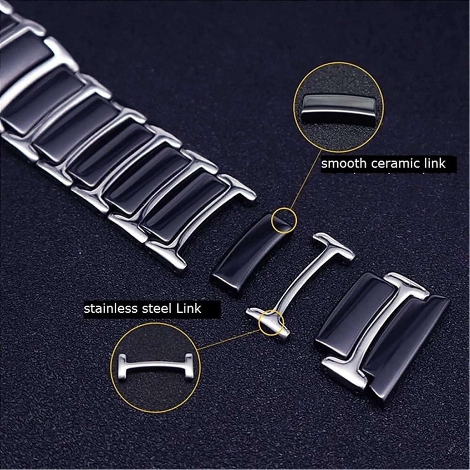 Stainless Steel Ceramic Watch Strap Quick Release Bracelet 18mm 20mm 22mm Universal Replacement Wristband for Men Women Watch Accessories