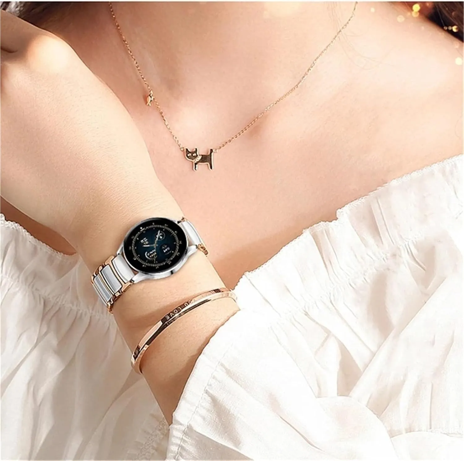 Stainless Steel Ceramic Watch Strap Quick Release Bracelet 18mm 20mm 22mm Universal Replacement Wristband for Men Women Watch Accessories