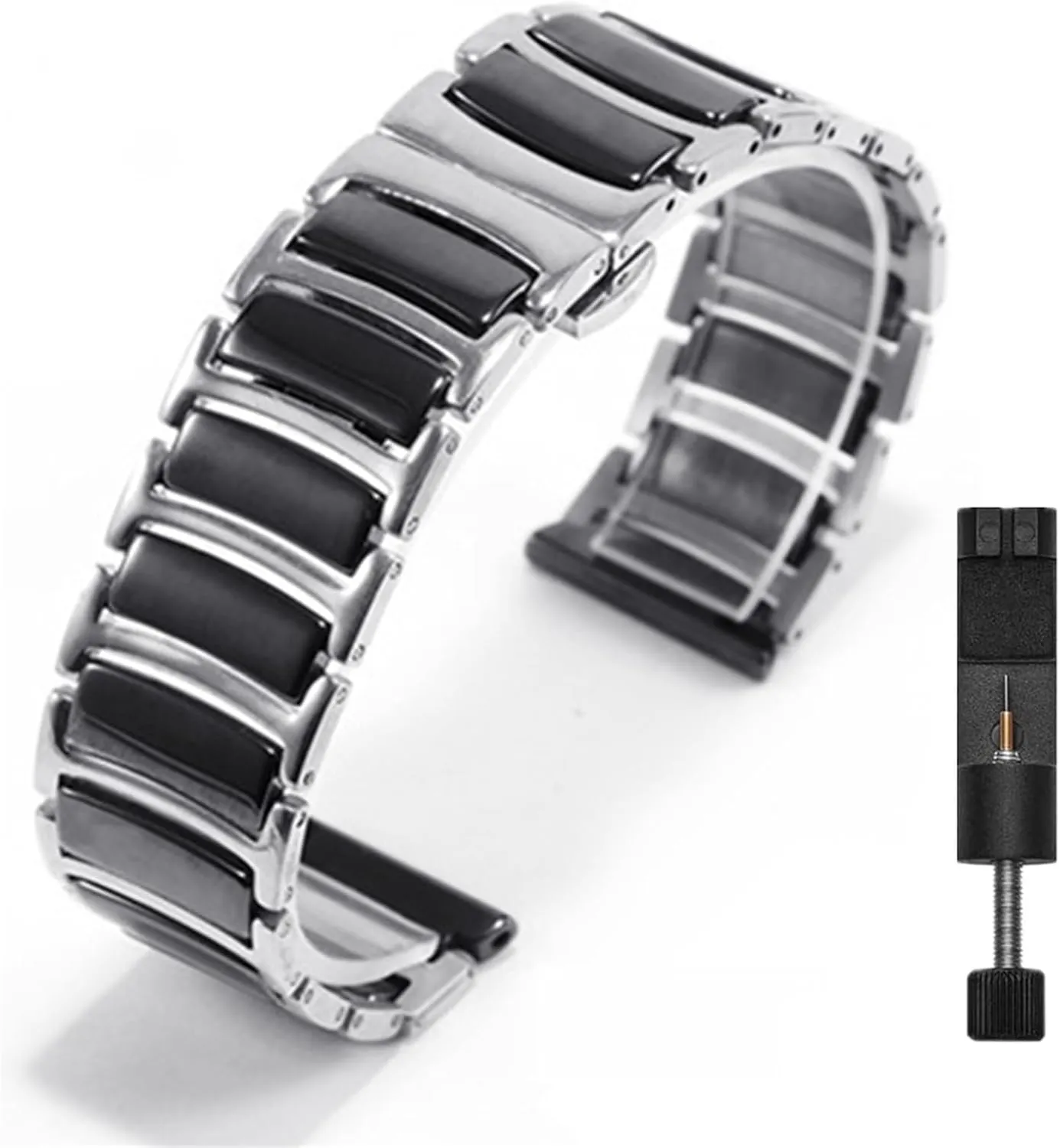 Stainless Steel Ceramic Watch Strap Quick Release Bracelet 18mm 20mm 22mm Universal Replacement Wristband for Men Women Watch Accessories