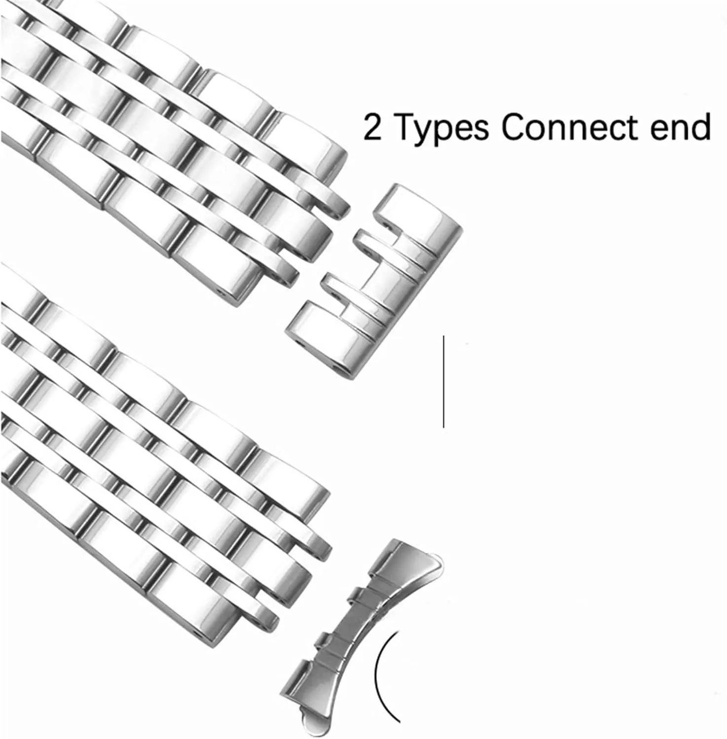 Stainless Steel Metal Curved Interface Strap 12-22mm Men Women Universal Suitable For Smart Watches Quartz Watches