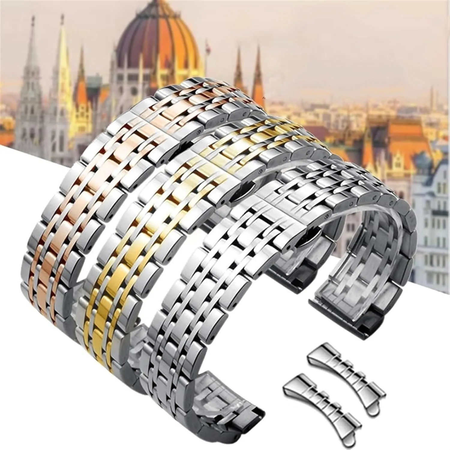 Stainless Steel Metal Curved Interface Strap 12-22mm Men Women Universal Suitable For Smart Watches Quartz Watches