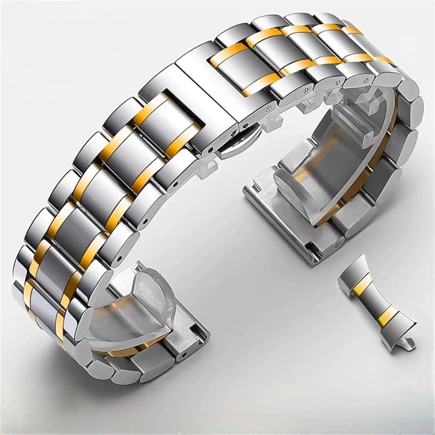 Stainless Steel Watch Band 18mm Unisex Replacement Metal Wristband