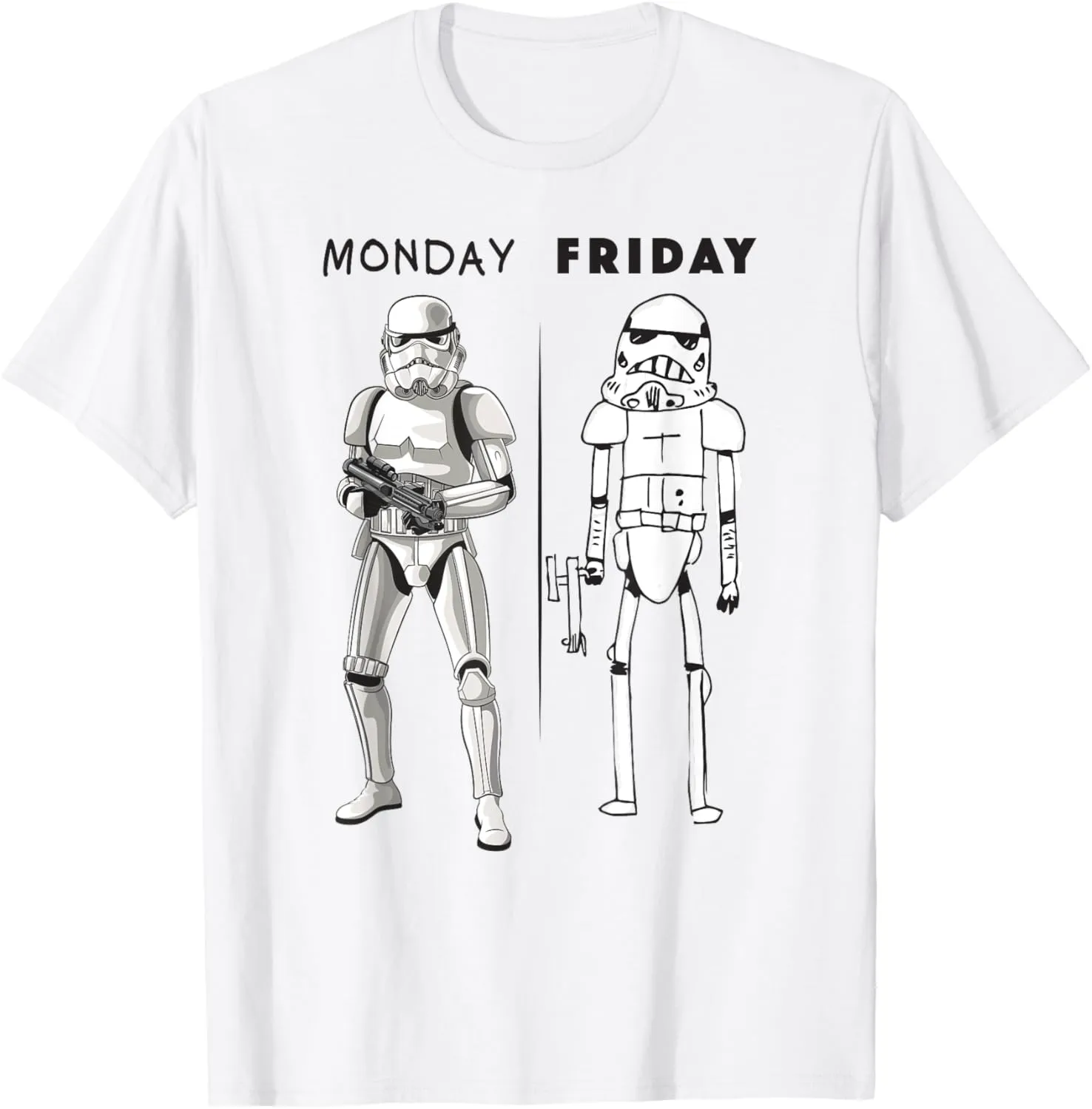 Star Wars Stormtrooper Monday Friday Drawing Humor T-Shirt