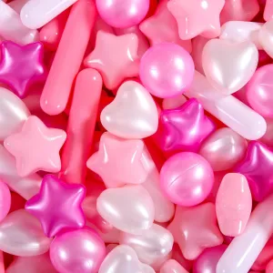 STARBOLO Ball Pit Balls for Toddlers - 500 Pcs Pearl Star Heart Long Ball Pit Balls Crush Proof Plastic Toy Balls for Toddlers Ball Pits, Ball Pit Play Tent, Baby Pool Water Toys