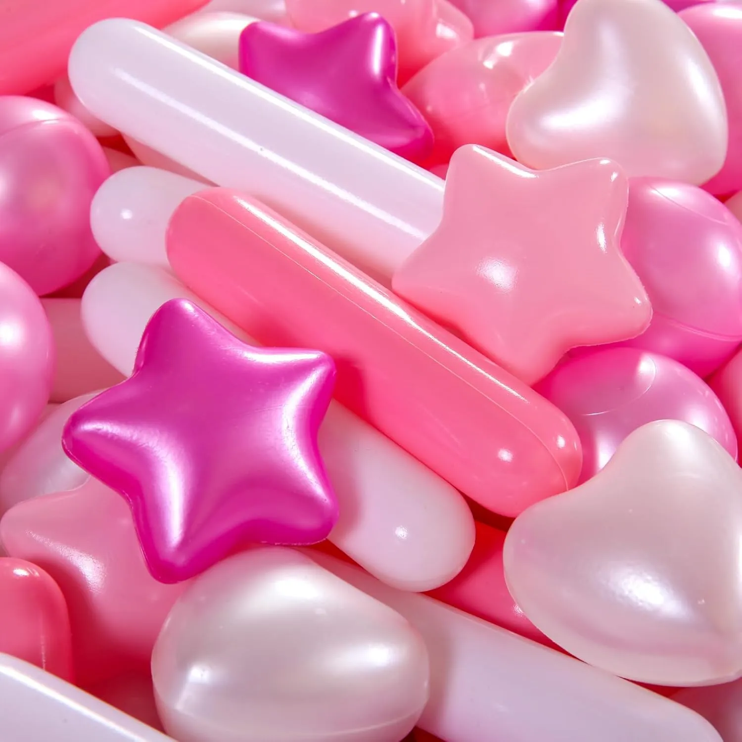STARBOLO Ball Pit Balls for Toddlers - 500 Pcs Pearl Star Heart Long Ball Pit Balls Crush Proof Plastic Toy Balls for Toddlers Ball Pits, Ball Pit Play Tent, Baby Pool Water Toys