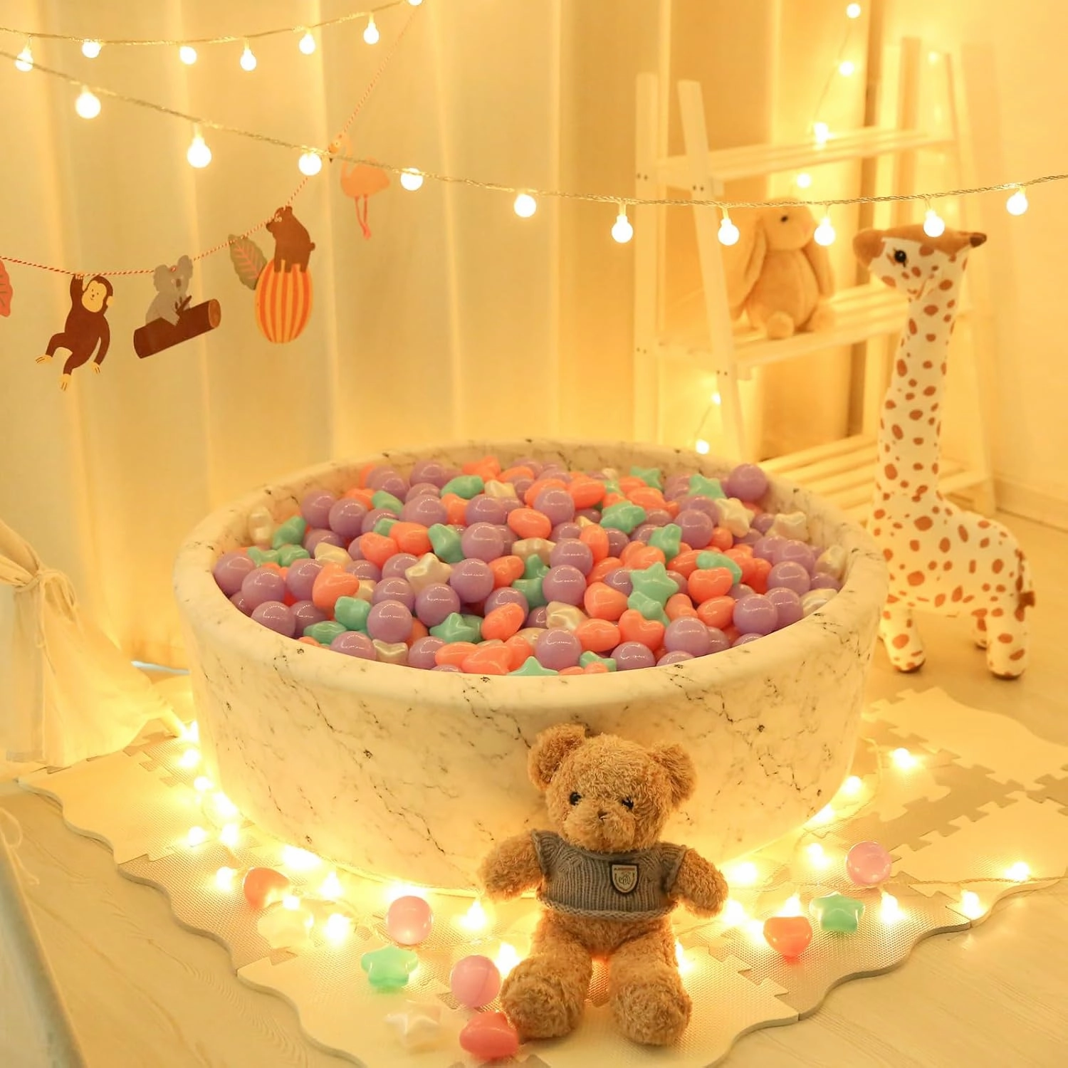 STARBOLO Ball Pit Balls for Kids - Mixed Star Heart Round Crush Proof Play Plastic Balls for Ball Pit Phthalate Free BPA Free Non-Toxic Indoor Outdoor,Soft Plastic Pool Balls for Kids Birthday Party.
