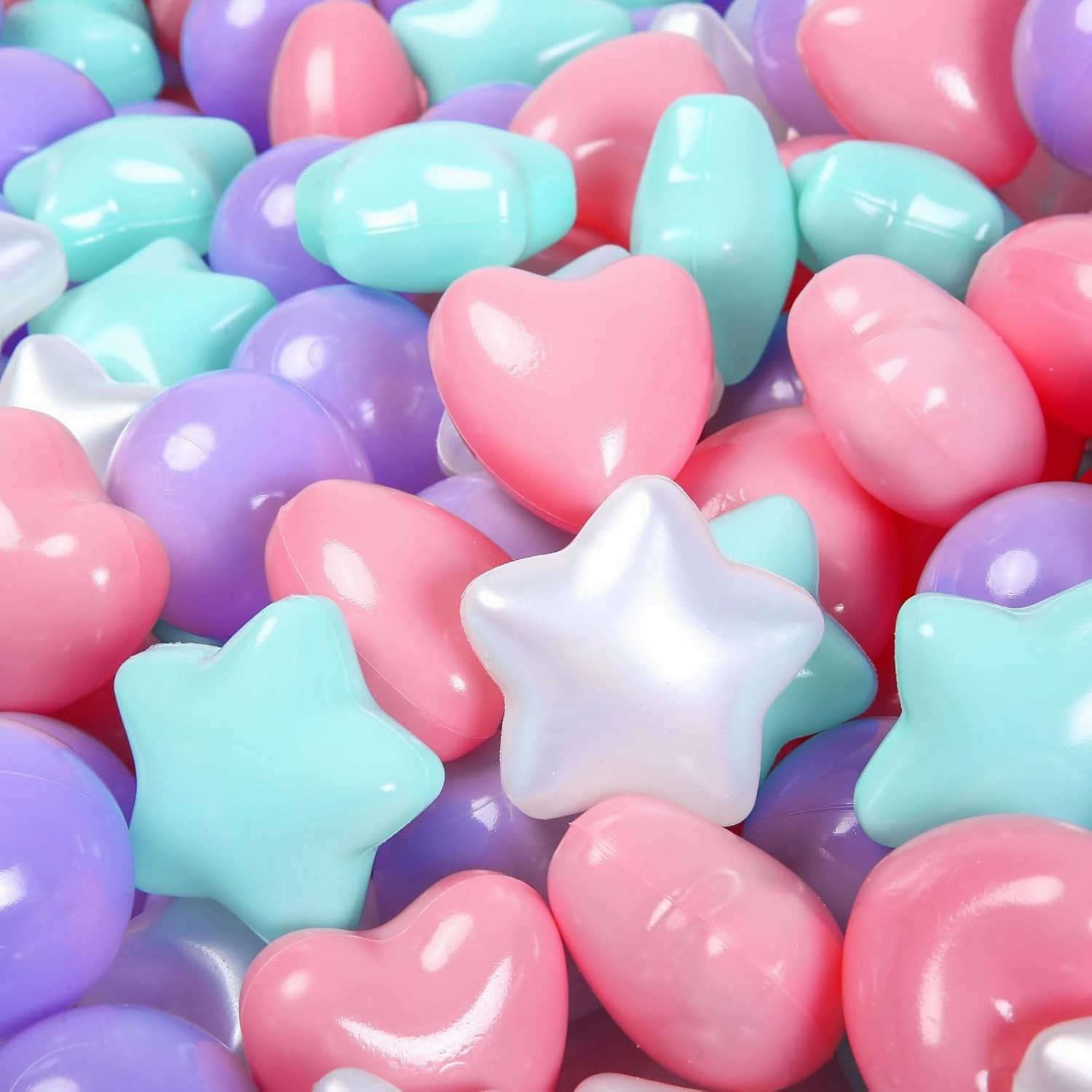 STARBOLO Ball Pit Balls for Kids - Mixed Star Heart Round Crush Proof Play Plastic Balls for Ball Pit Phthalate Free BPA Free Non-Toxic Indoor Outdoor,Soft Plastic Pool Balls for Kids Birthday Party.