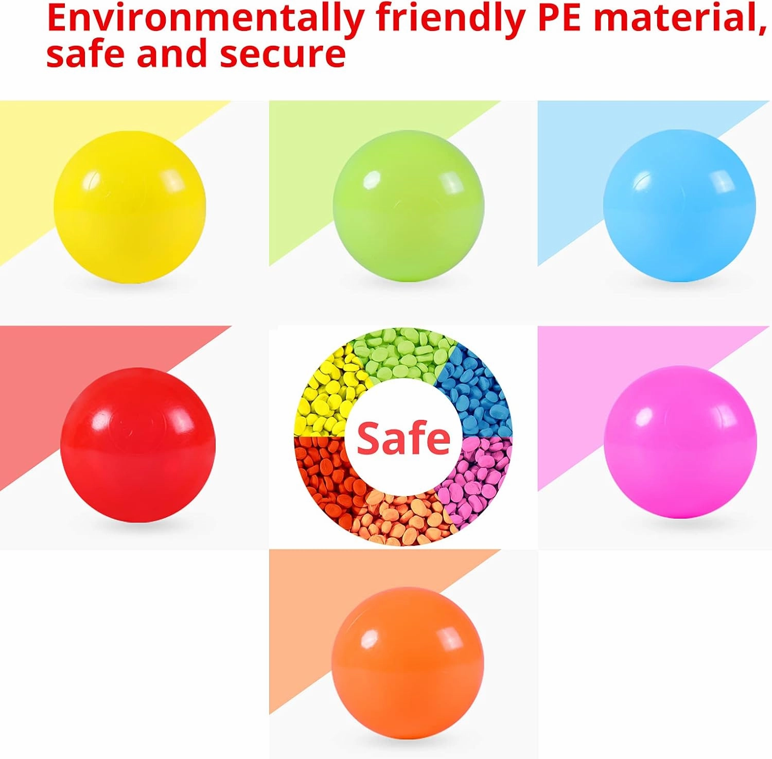 STARBOLO Ball Pit Balls Pack of 100 - BPA&Phthalate Free Non-Toxic Crush Proof Play Pit Soft Plastic Ball for 1 2 3 4 5 Years Old Toddlers Baby Kids Birthday Pool Tent Party