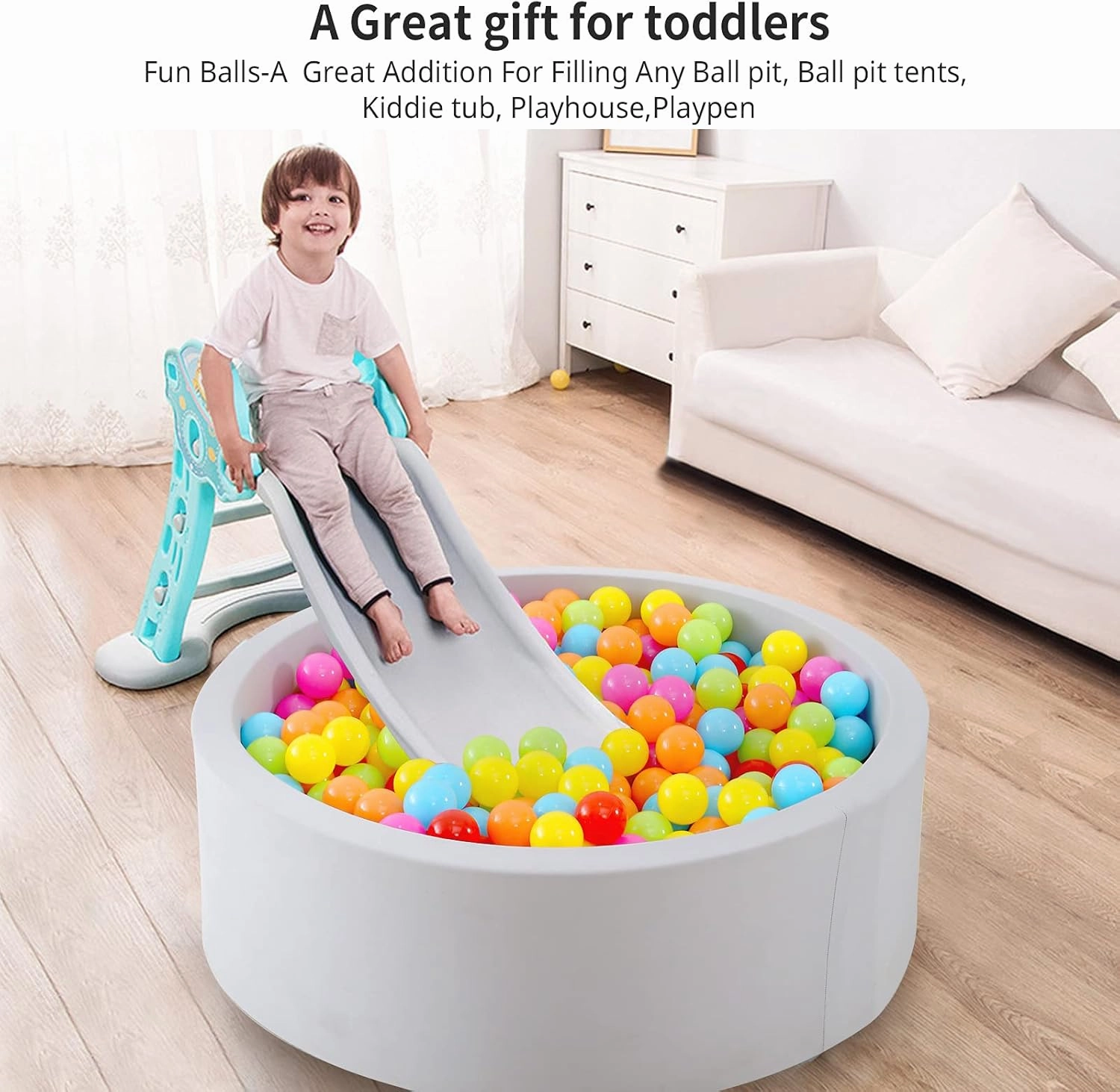 STARBOLO Ball Pit Balls Pack of 100 - BPA&Phthalate Free Non-Toxic Crush Proof Play Pit Soft Plastic Ball for 1 2 3 4 5 Years Old Toddlers Baby Kids Birthday Pool Tent Party