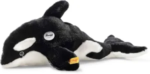 Steiff Ozzie Orca Stuffed Animal Whale with Squeaker, Black and White, 15 inch Premium Collectible Plush Animal, Medium
