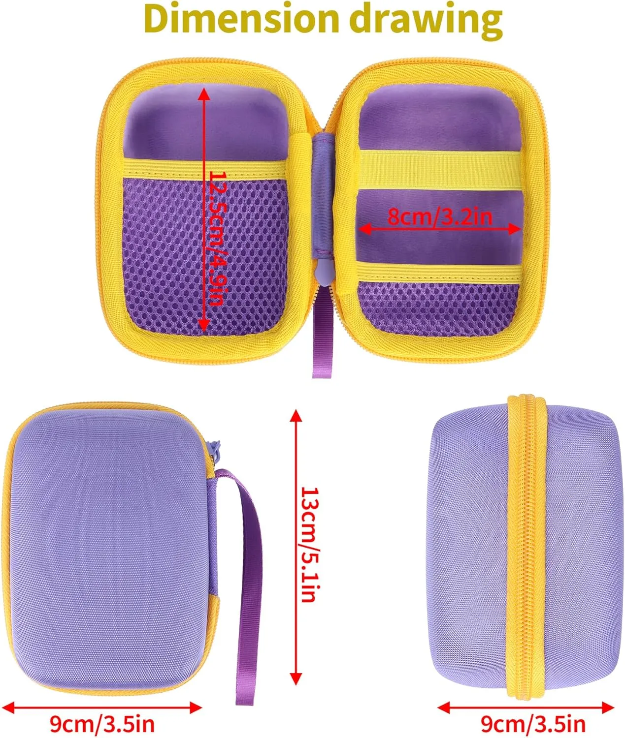 Storage Case Compatible with Yoto Mini ScreenFree Audio Player Travel Device Plays Stories Music Podcast Radio (Purple   Yellow Zipper)