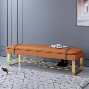 Storage Shoe Bench, Upholstered Entryway Shoe Rack - Soft PU Cushion Seat for Hallway