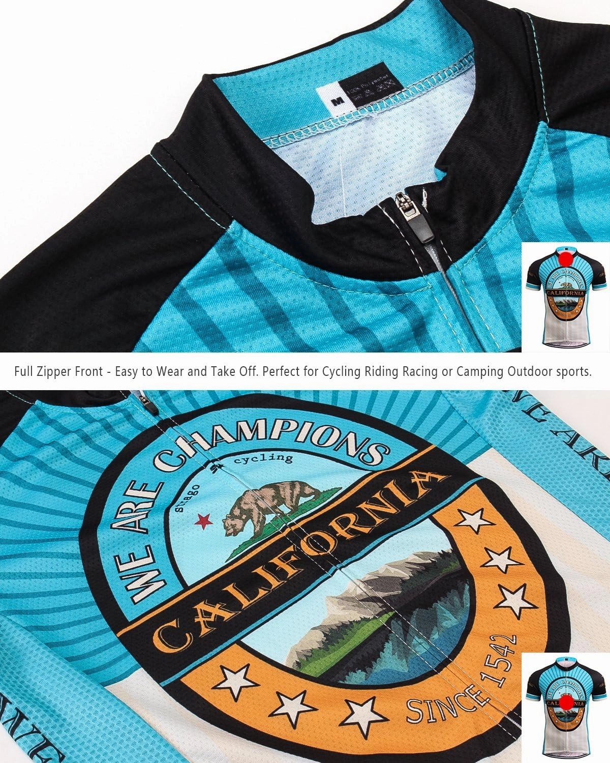 Strgao Men's Cycling Jersey Bike Short Sleeve Shirt