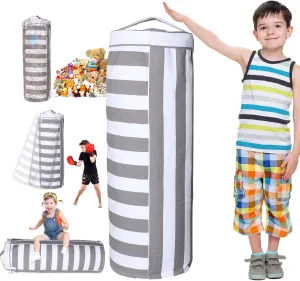 Stuffed Animal Storage Bean Bag Cover for Kids - Organize, Sit, Play & Box Help Promote Comfort and Relaxation - Perfect Playroom & Bedroom Plush Toys Beanbag, Cylinder, Best Gift for Kids