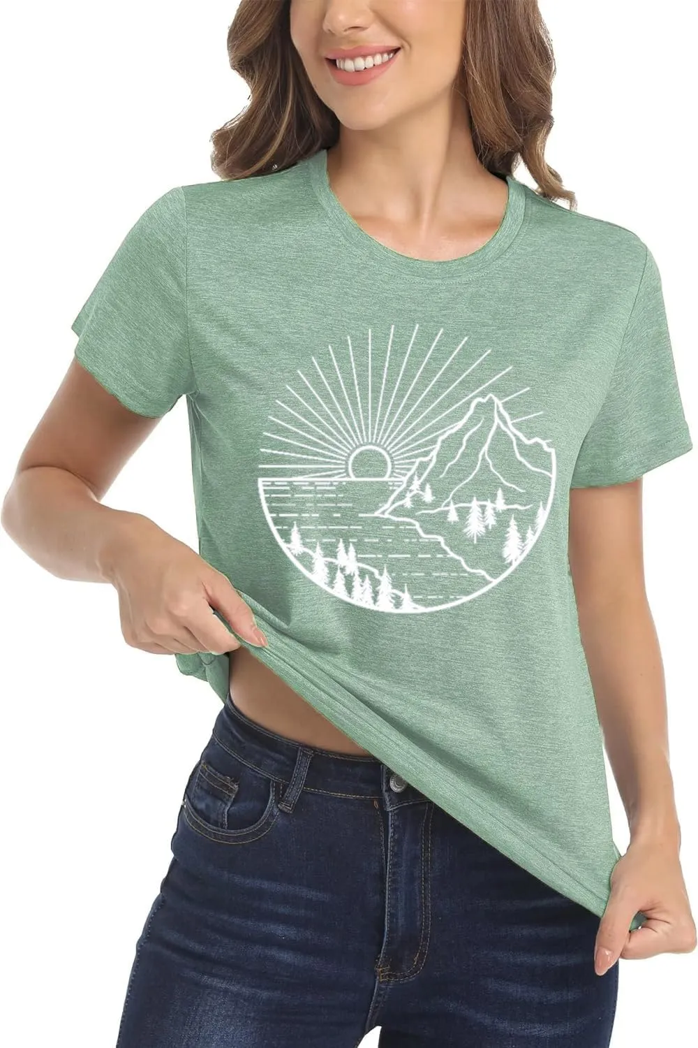 Summer Casual Funny Cute Tank Tops for Women Hiking Mountain Adventure Beach Vacation Letter Pint Graphic Tee Shirt