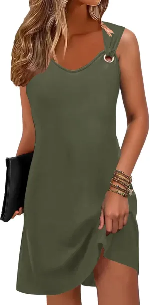 Summer Dresses for Women 2025 Sundresses Sleeveless Beach Swimsuit Cover Ups Spring Casual Loose Tank Tshirt Sun Dress