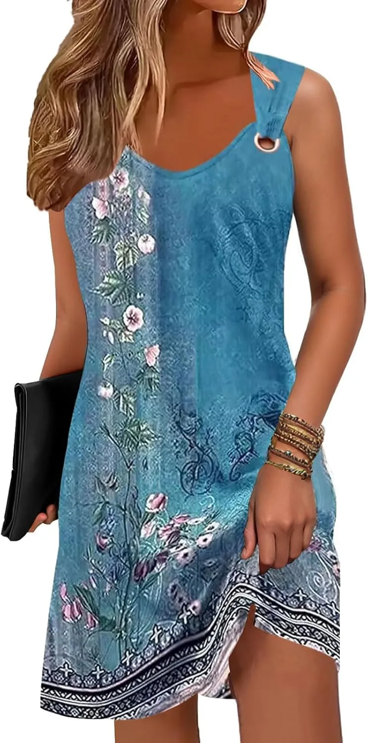 Summer Dresses for Women 2025 Sundresses Sleeveless Beach Swimsuit Cover Ups Spring Casual Loose Tank Tshirt Sun Dress