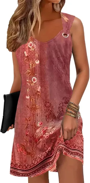 Summer Dresses for Women 2025 Sundresses Sleeveless Beach Swimsuit Cover Ups Spring Casual Loose Tank Tshirt Sun Dress