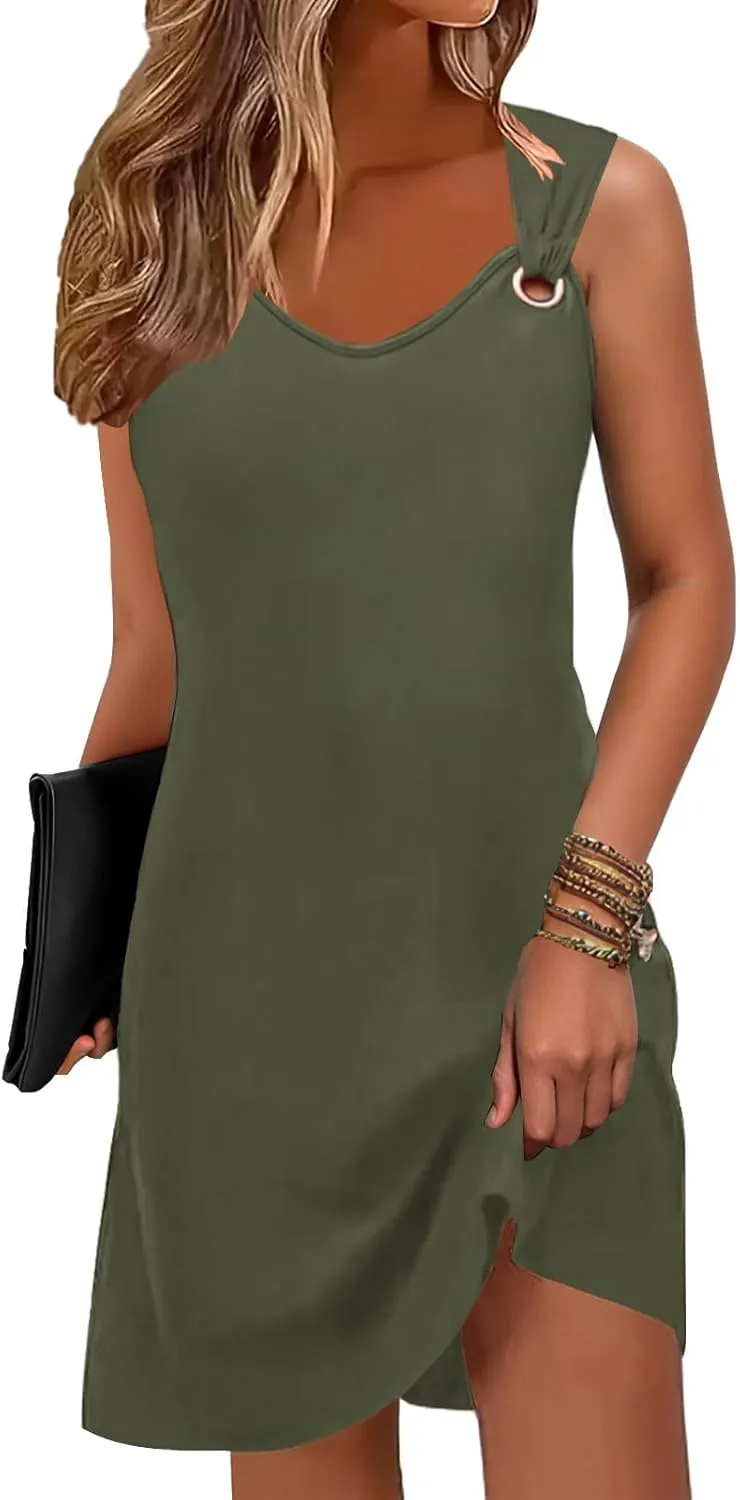 Summer Dresses for Women 2025 Sundresses Sleeveless Beach Swimsuit Cover Ups Spring Casual Loose Tank Tshirt Sun Dress