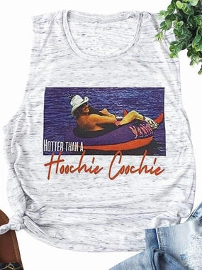 Summer Music Chris Hotter Than A Hoochie Coochie Graphic Printing Vintage Tank Tops for Women Cute Funny Friend Shirts Camis
