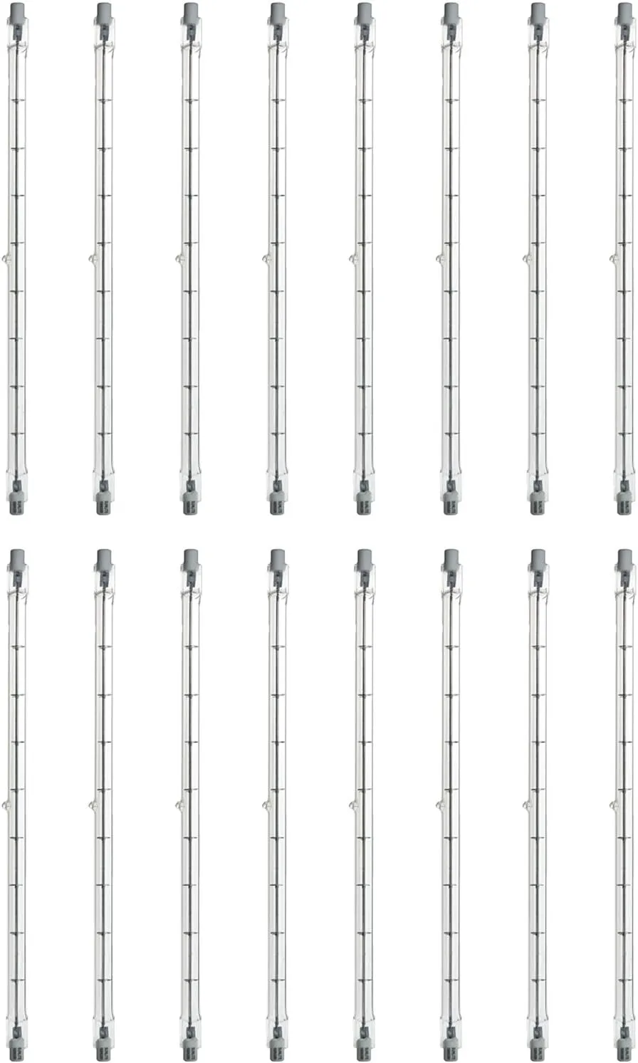 Sunlite Halogen T3 Double Ended Mini Tube Light, 1000 Watts, 120 Volts, Clear, 19000 Lumens, 3200K Bright White, Dimmable, 100 CRI, 1500 Rated Hours, 12 Pack