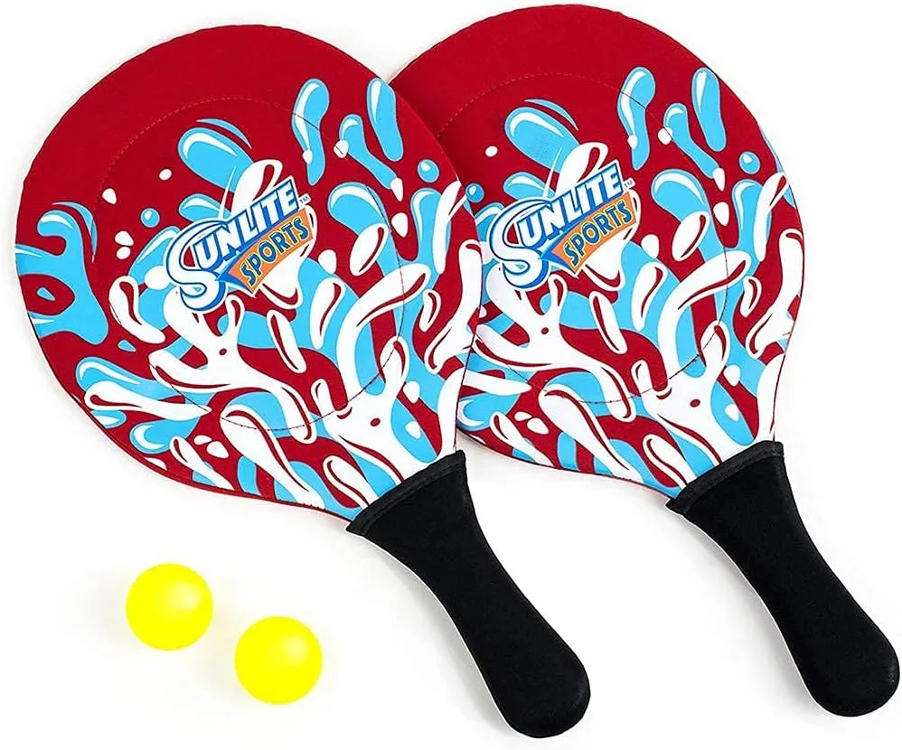 Sunlite Sports Beach Paddle Game Set, 2 Paddles and 2 Balls, Perfect for Backyard Fun or Outdoor or Beach or Lawn, Red