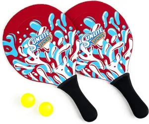 Sunlite Sports Beach Paddle Game Set, 2 Paddles and 2 Balls, Perfect for Backyard Fun or Outdoor or Beach or Lawn, Red