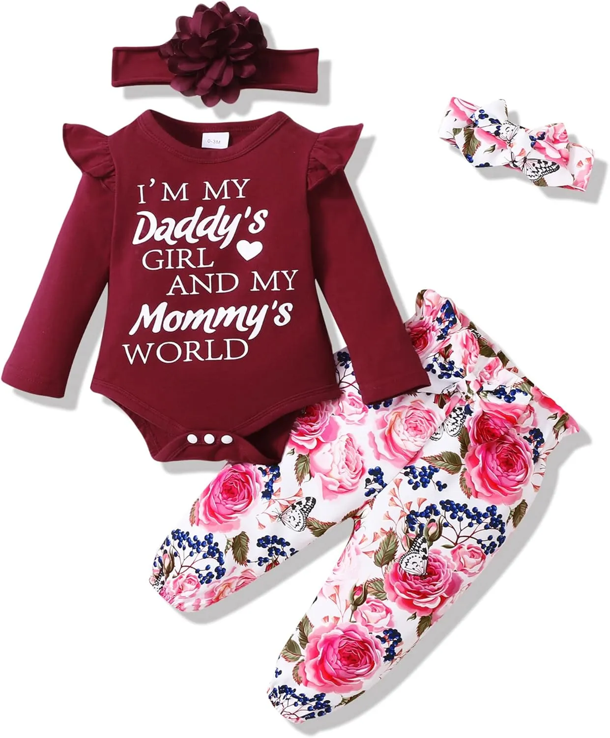 SUNNY PIGGY Newborn Infant Baby Girl Clothes Ruffle Romper Toddler Girl Floral Cotton Pant Sets Girls Clothing Outfit