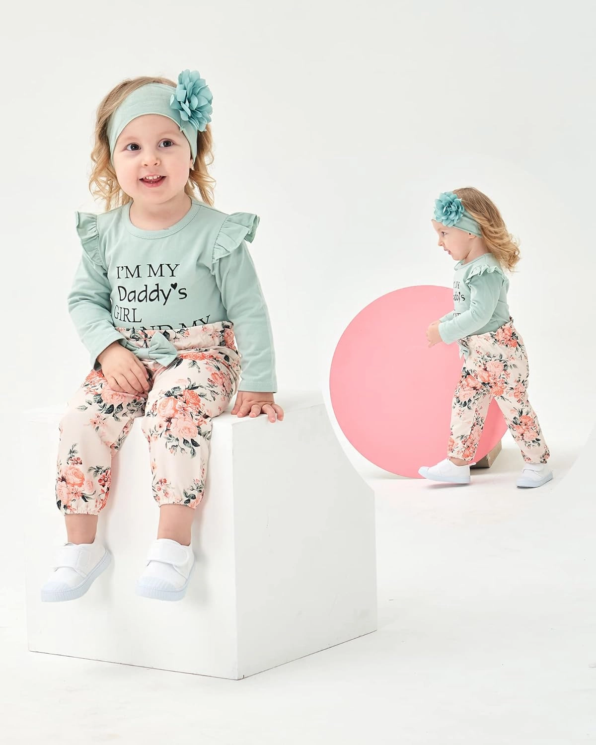 SUNNY PIGGY Newborn Infant Baby Girl Clothes Ruffle Romper Toddler Girl Floral Cotton Pant Sets Girls Clothing Outfit