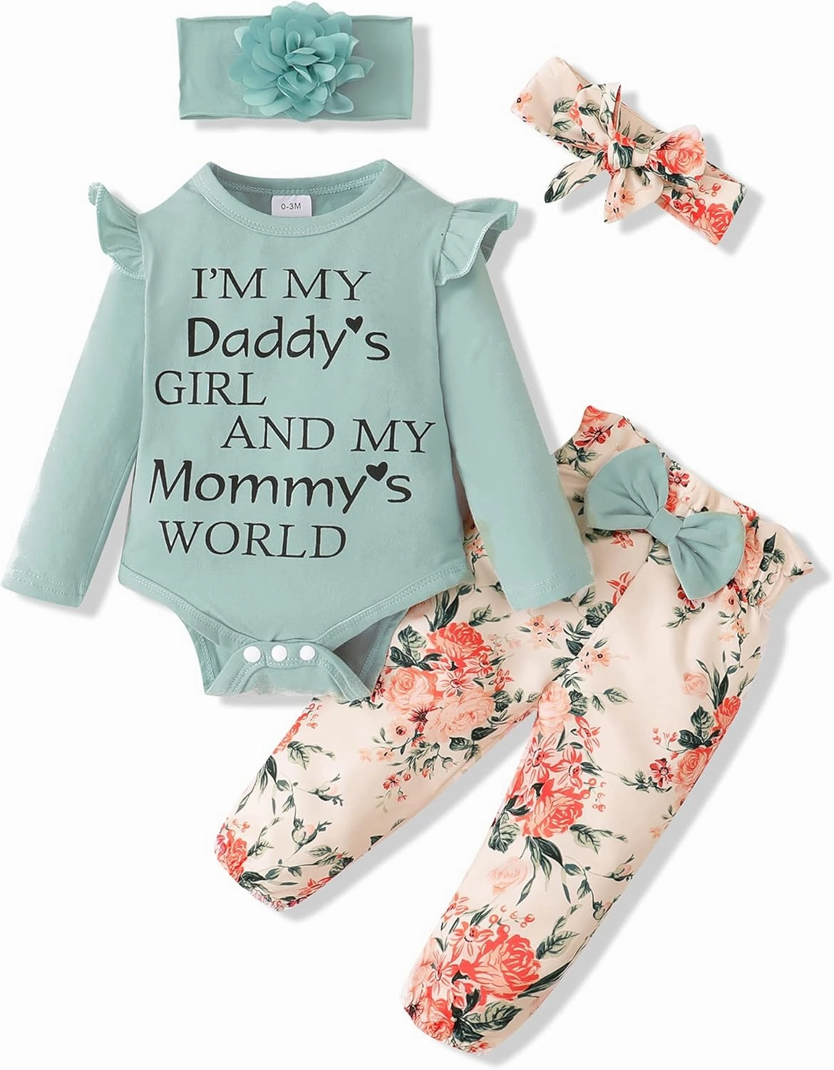SUNNY PIGGY Newborn Infant Baby Girl Clothes Ruffle Romper Toddler Girl Floral Cotton Pant Sets Girls Clothing Outfit
