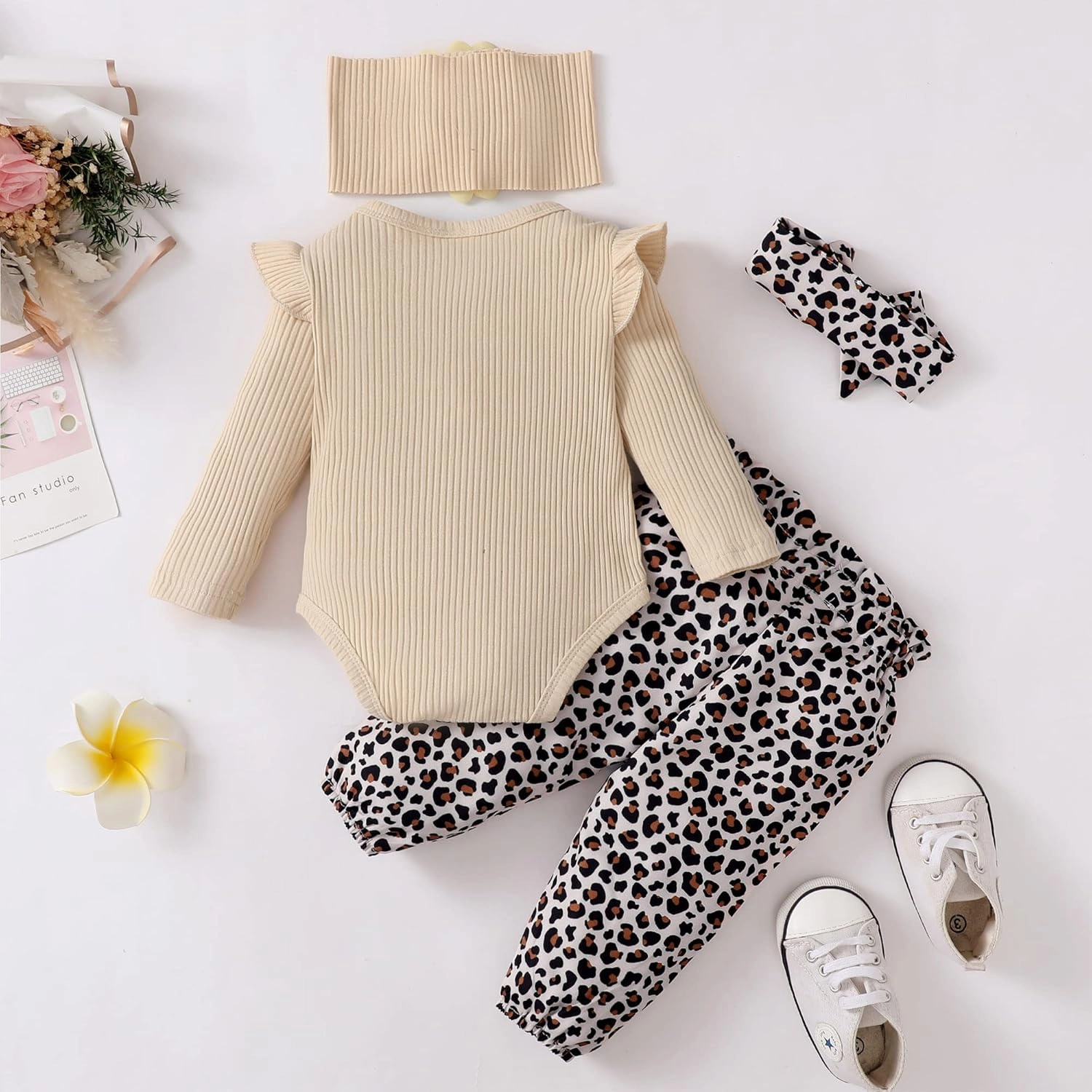 SUNNY PIGGY Newborn Infant Baby Girl Clothes Ruffle Romper Toddler Girl Floral Cotton Pant Sets Girls Clothing Outfit