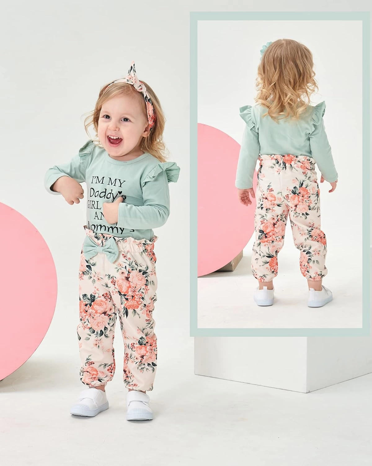 SUNNY PIGGY Newborn Infant Baby Girl Clothes Ruffle Romper Toddler Girl Floral Cotton Pant Sets Girls Clothing Outfit