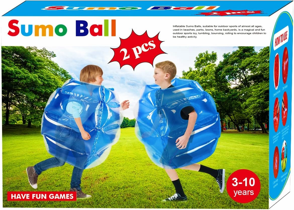SUNSHINE-MALL 2 pc Sumo Balls for Kids, Bubble Bounce Ball, Lawn Game for Child Outdoor Team Gaming Play, Ages 3-12 (24 inch, 2 pcs)