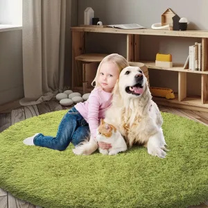 Super Soft Circle Rugs for Girls Princess Castle Toddlers Play Tent 6 Diameter Circular Area Rugs for Kids Bedroom Baby Room Decor Round Shag Playhouse Carpets(Φ6, Grass Green)