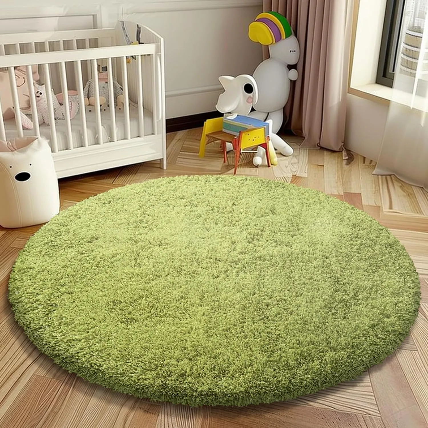 Super Soft Circle Rugs for Girls Princess Castle Toddlers Play Tent 6 Diameter Circular Area Rugs for Kids Bedroom Baby Room Decor Round Shag Playhouse Carpets(Φ6, Grass Green)