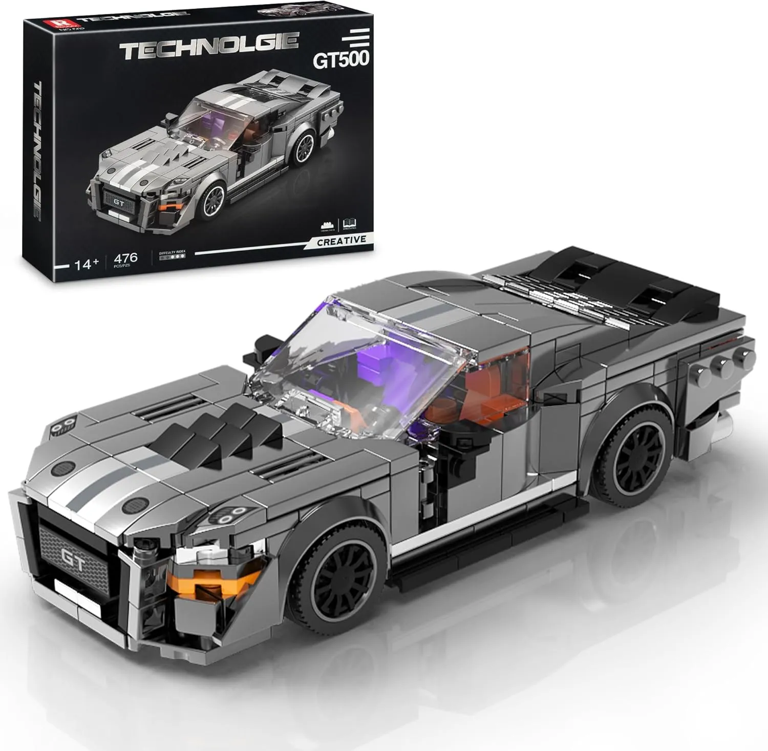 Super Sports Car Building Set,Racing Car Building Kits for Kids and Adults,Collectible Model Cars Construction Blocks Toys Gifts for Boys 6-8 10  (476 Pieces)