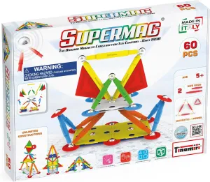 SUPERMAG - Multicolor 60 | Educational Construction Fun | 60 Piece Set | Europe-Made | STEM Toys | Magnetic Building Sets | Magnet Toys | Supermag 0652