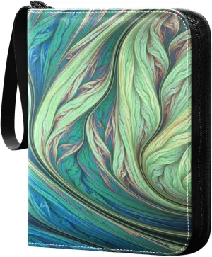 susiyo Card Binder Colorful Blue and Green Swirly Print Trading Football Collectible Card Albums 400 Pockets