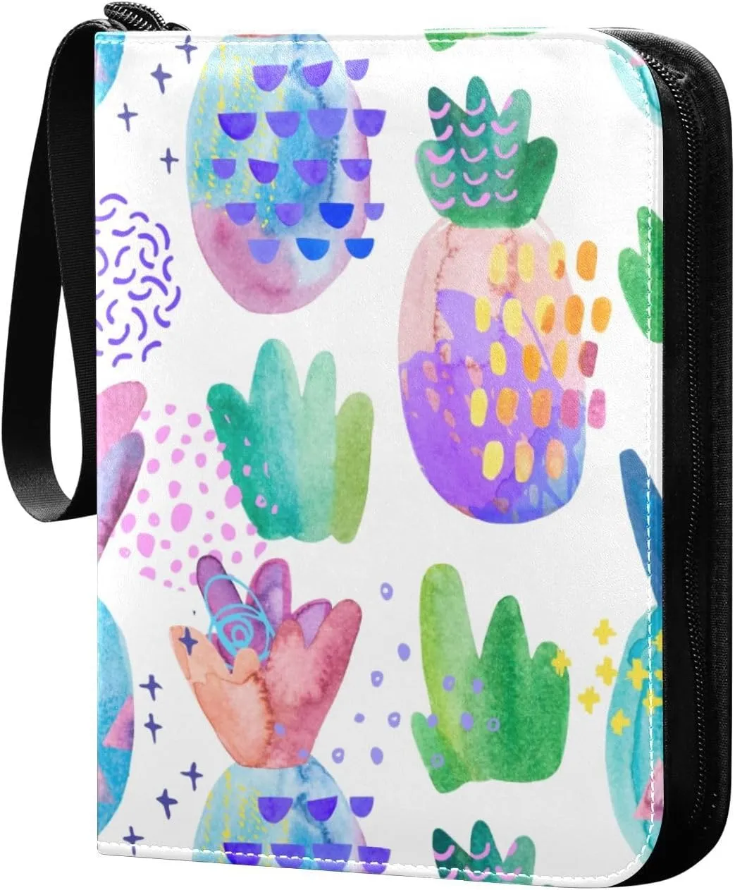 susiyo Summer Watercolor Colorful Pineapples Card Binder 400 Pockets Cute Trading Football Collectible Card Albums