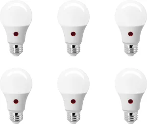SYLVANIA Dusk to Dawn A19 LED Light Bulb with Auto On/Off Light Sensor, 60W=9W, 800 Lumens, 2700K, Soft White - 6 Pack (41257)