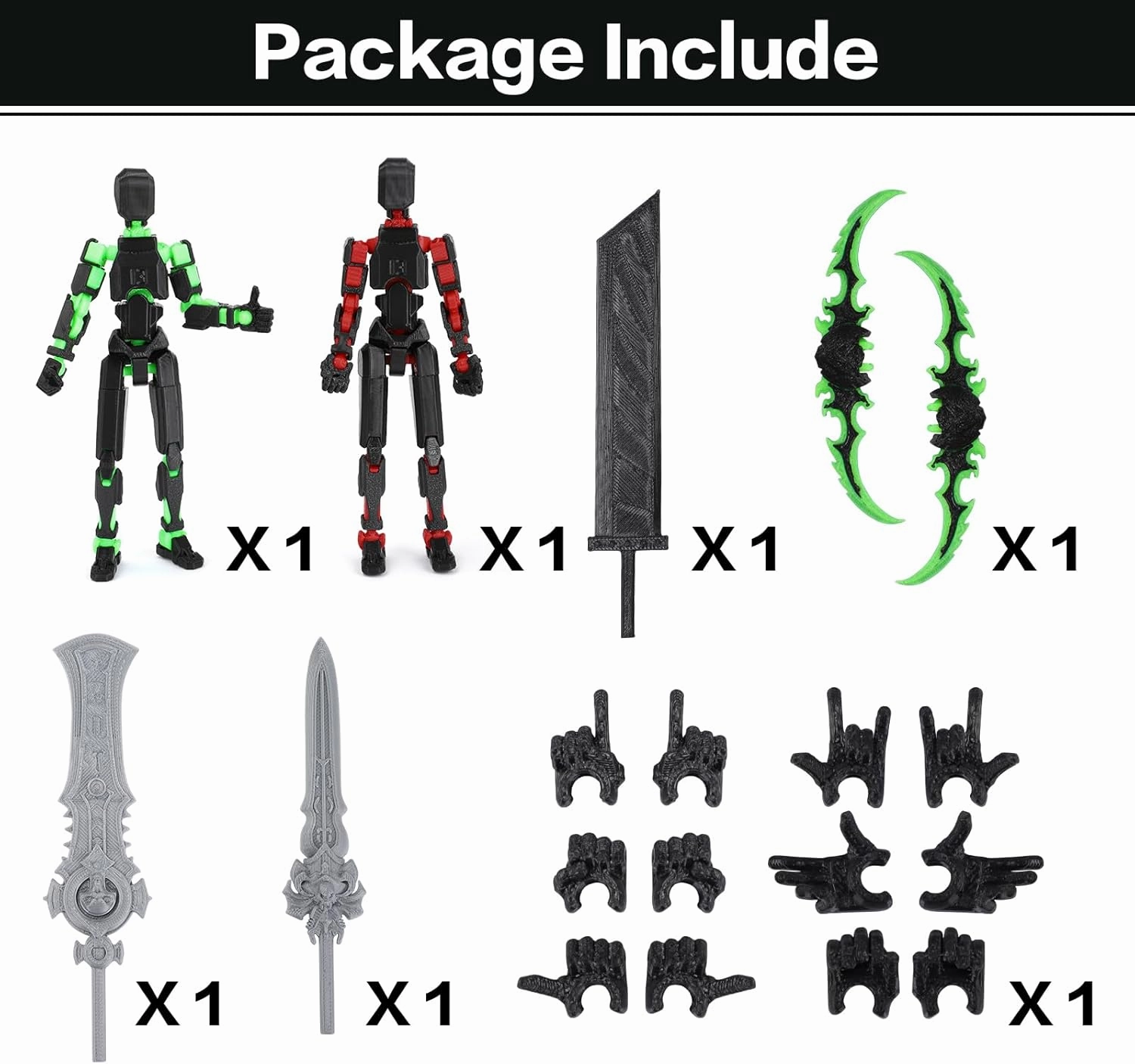 T13 Action Figure Set - 3D Printed With Weapons | Titan 13 Articulated | Dummy 13 Stick Titan T 13 Robo 13 Mission 13 for Lucky 13 Lovers (Assembly Completed)