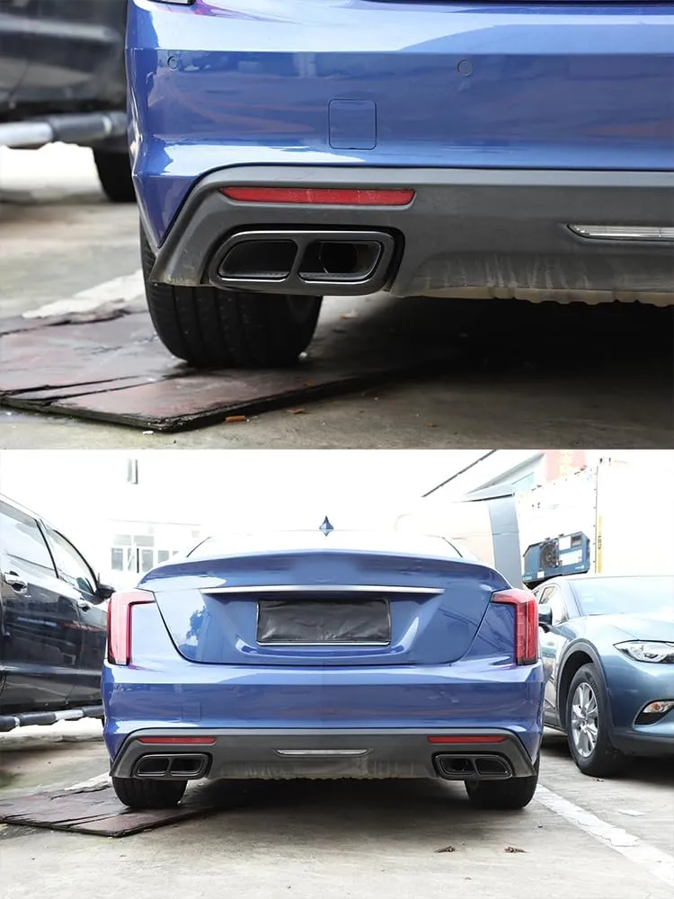 Tail Pipe Trim Compatible with Cadillac CT4 Cadillac CT5 2020-2023 Stainless Steel Car Exterior Exhaust Pipe Mufflers Cover Rear Bumper Cylinder Exhaust Pipe Cover Decorate Accessories (glossy black)