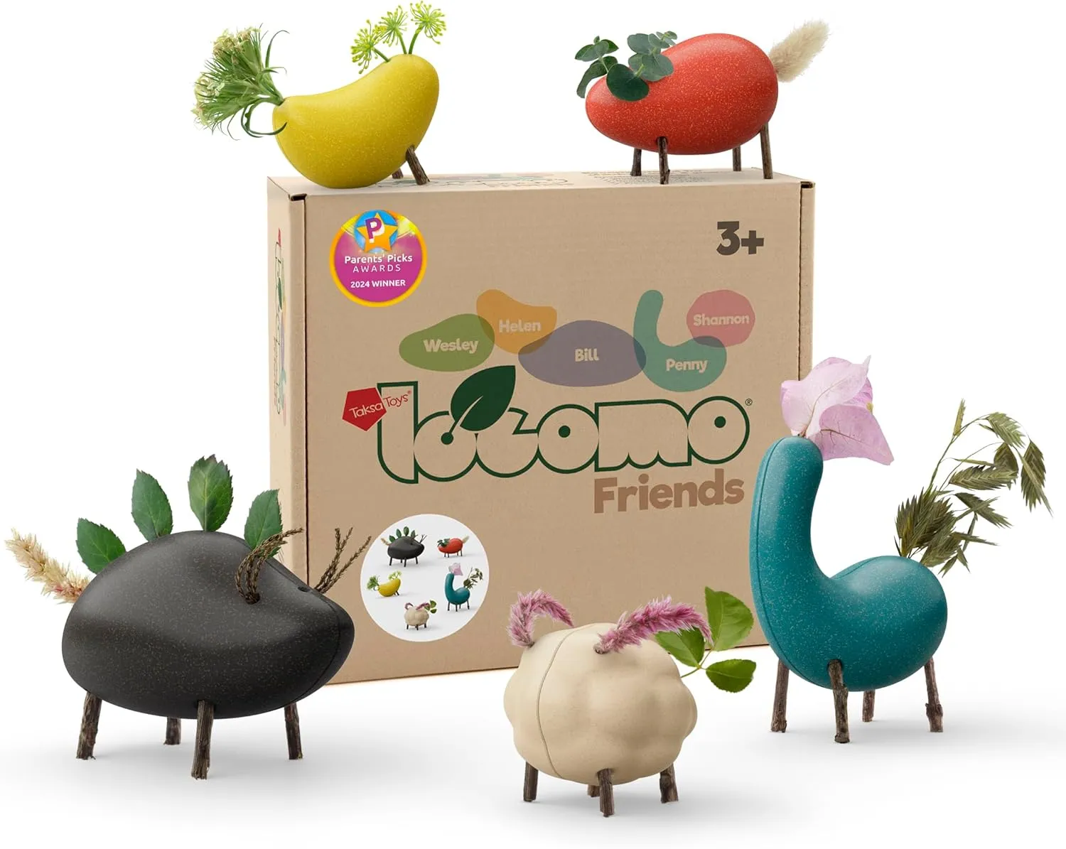 Taksa Toys Locomo Friends V Waldorf Educational Outdoor Play Figures, Montessori Wooden Animal Toys for Kids 3 4 5 6 7 , Open-Ended Learning & Creativity, Nature Eco Toys, Gifts (Set of 5)