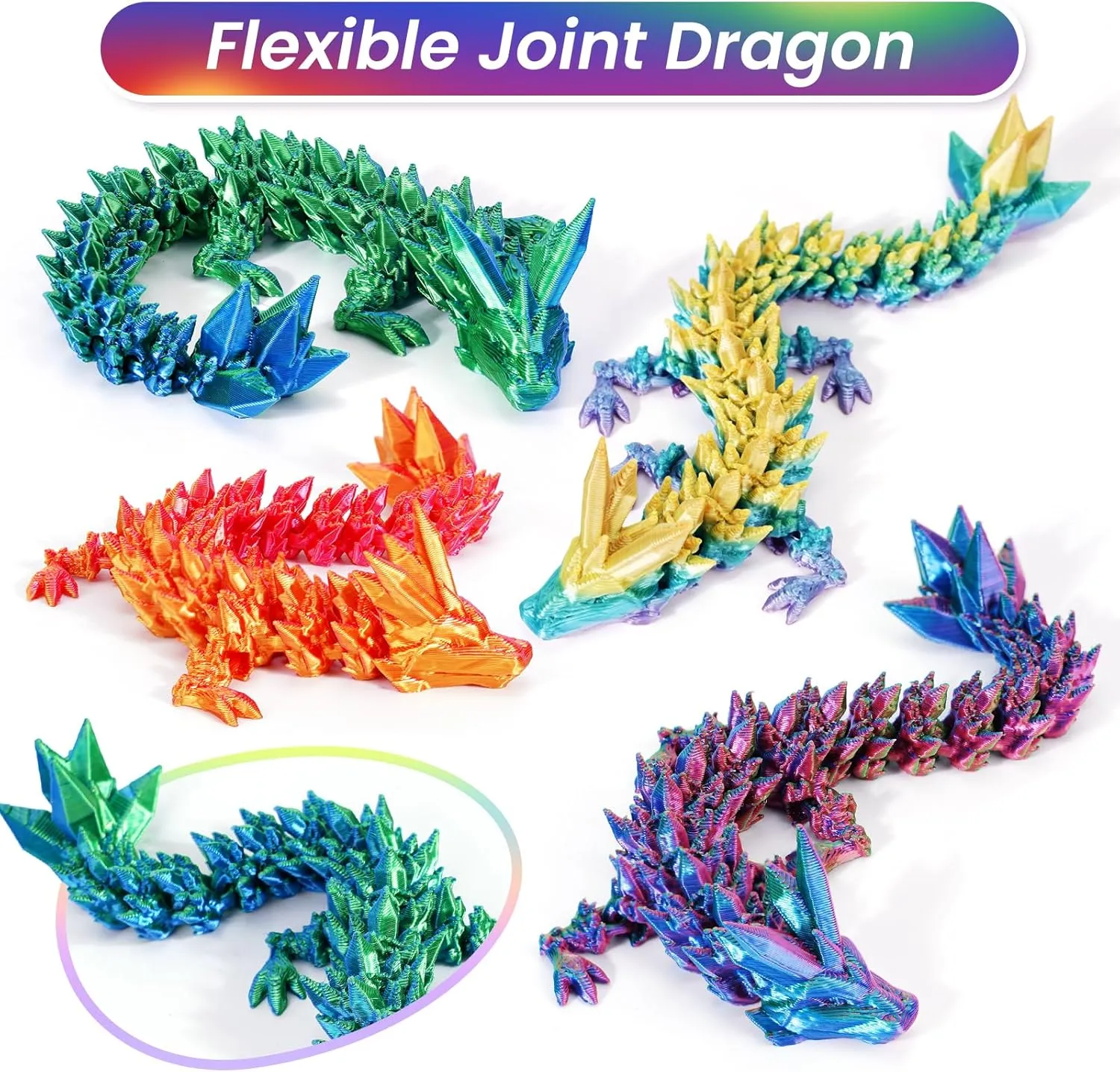 TBOLINE 4PCS 3D Printed Dragon Egg, Mystery Easter Egg Articulated Crystal Animals Fidget Toy for Kid Boy Girls, 3D Print Small Dinosaur Eggs Toy Kindergarten Graduation Gifts for Boys (4-Piece-C)