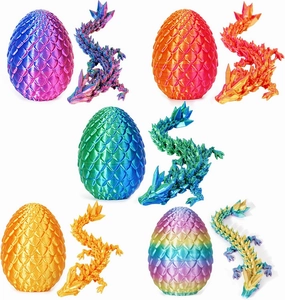 TBOLINE 5Pack 3D Printed Dragon Egg, Mystery Easter Egg Articulated Crystal Animals Fidget Toy for Kid Boy Girls, Mythical Pieces Dragon in Egg Small Dinosaur Eggs Toy