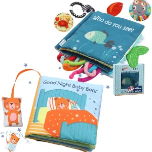 Teedy Bear Toy & Fish Baby Crinkle Books for Newborn Babies Infants 0-3-6-12-18 Months, Baby Gift 1-2 Year Old